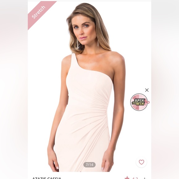 Azazie Cassia One Shoulder Bridesmaid Dress in color Rose Petal - Picture 6 of 10